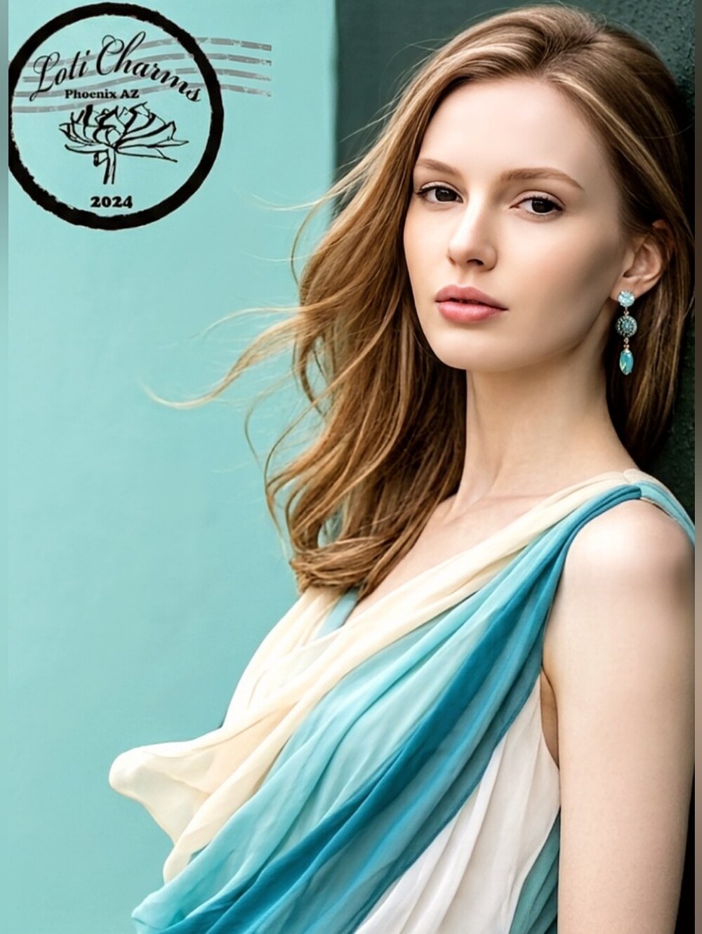Green Mint Pacific Opal Swarovski Crystal in Long Drop Earrings in Yellow Gold - Picture 3 of 6